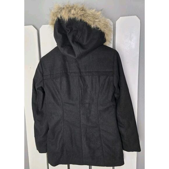Alpine Swiss Duffy Womens Hooded Parka Fur Trim Wool Coat Toggle Button Jacket S - Picture 3 of 12
